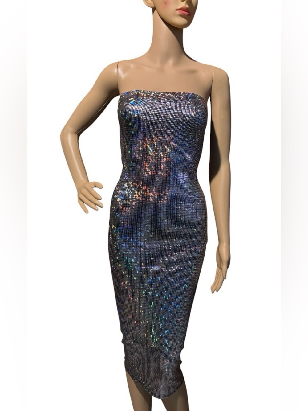 💙💚💰BOGO FREE Fashion Nova Glitter Rainbow Bodycon Strapless Dress